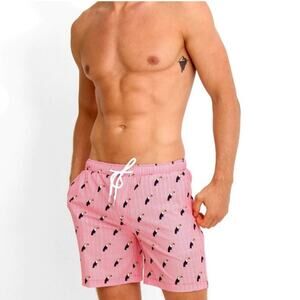 Men's Pink Toucan Print Swim Trunks
